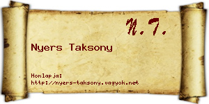 Nyers Taksony névjegykártya